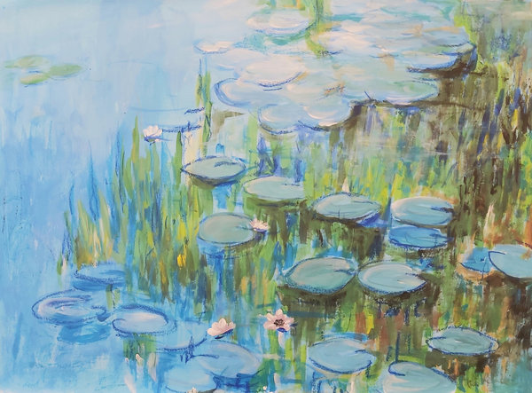 Seerosenteich blau, nach Claude Monet